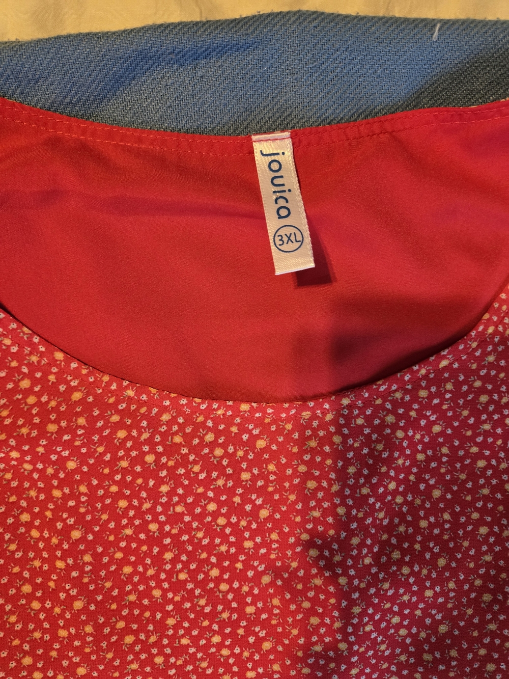 Jouica 3XL Red Floral Layered Sleeveless Blouse Plus Size